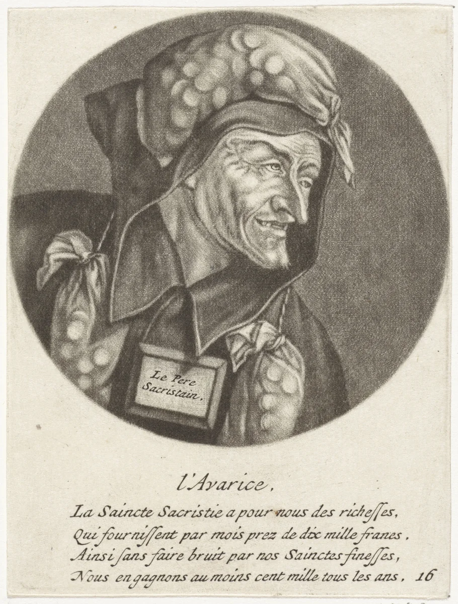 Hebzucht by Jacob Gole, print, 1670-1724