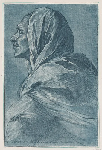 Head of a woman by Pietro Testa, print, 1753-1763