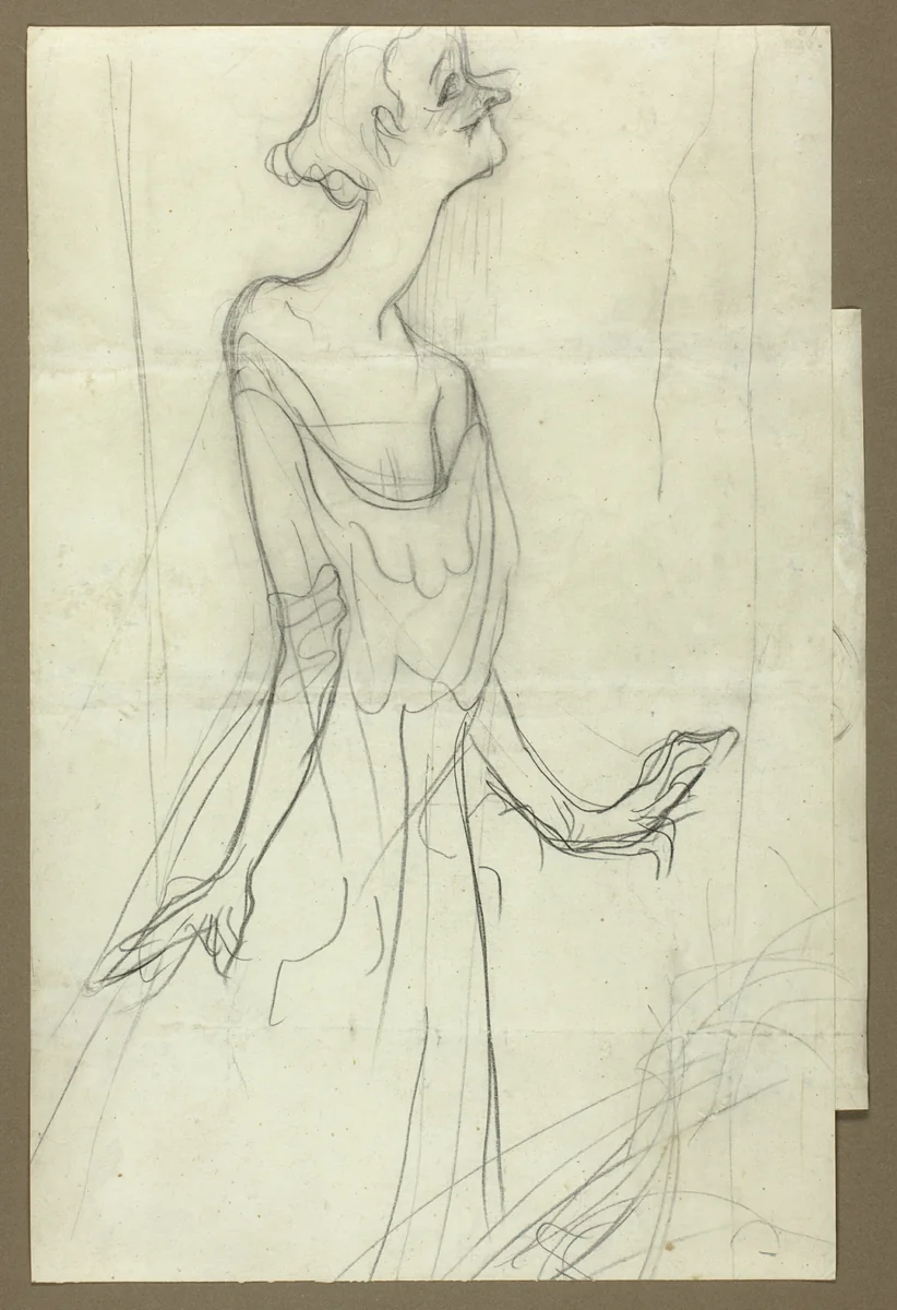 Yvette Guilbert Singing by Henri de Toulouse-Lautrec, drawing, 1894