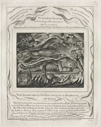 The Book of Job: Pl. 11, With Dreams upon my bed thou scarest me and affrightest me / with Visions by William Blake, other, 1825