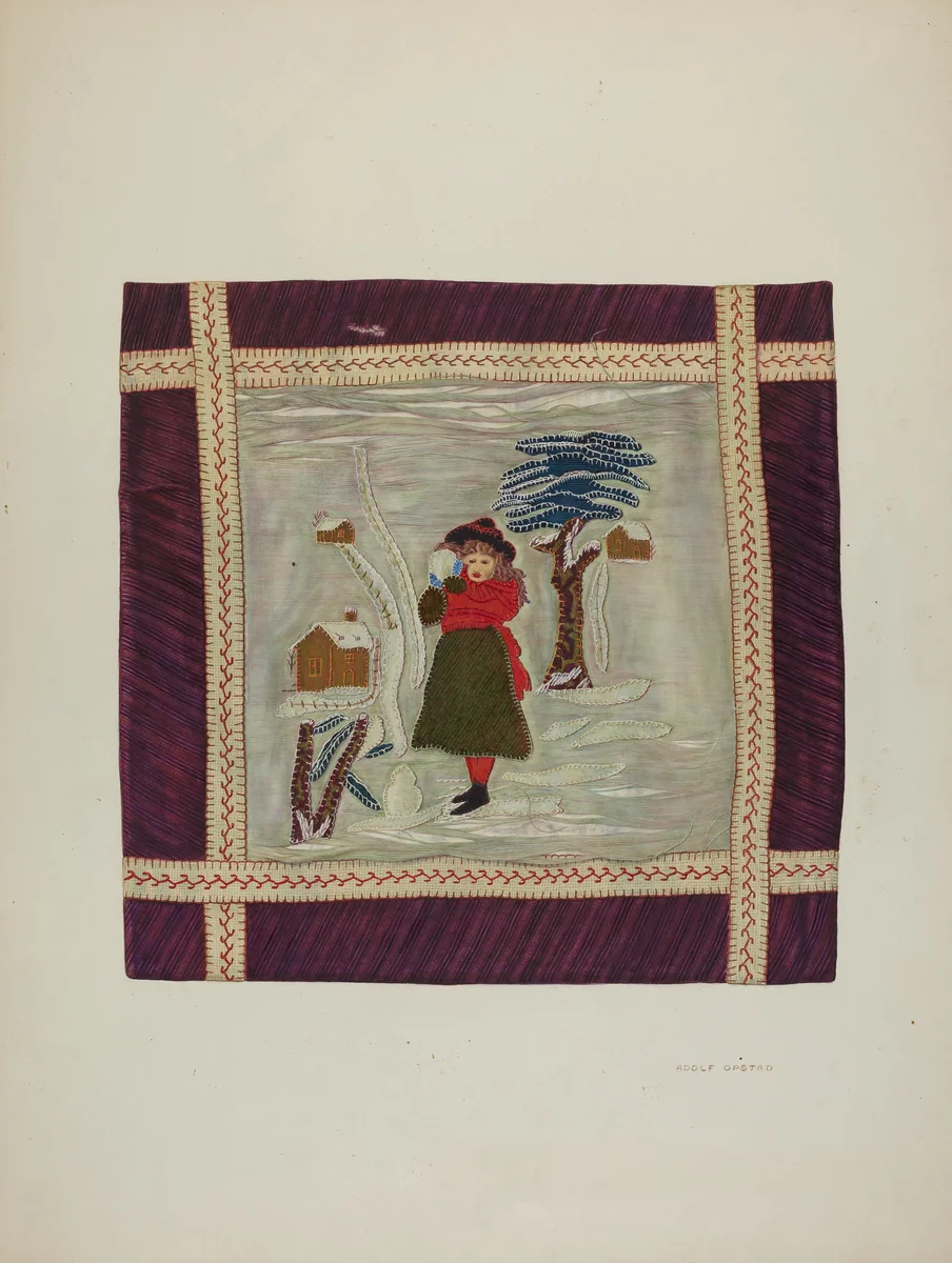 Applique Coverlet (Detail) by Adolph Opstad, index of american design, 1941