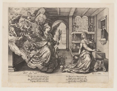 The Annunciation by Hendrick Goltzius, print, 1574-1584