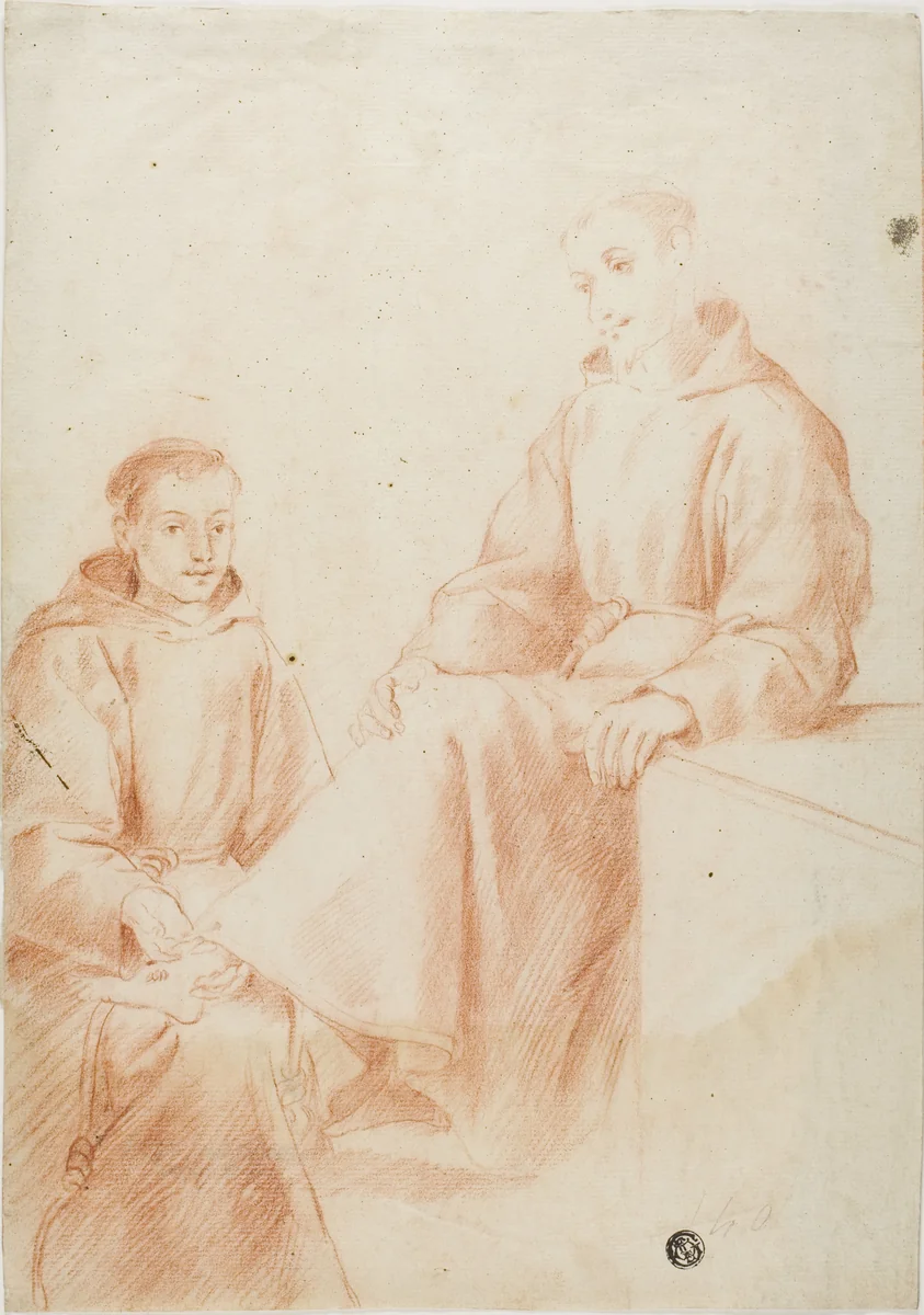Two Monks by Lodovico Carracci, drawing, 1575-1619