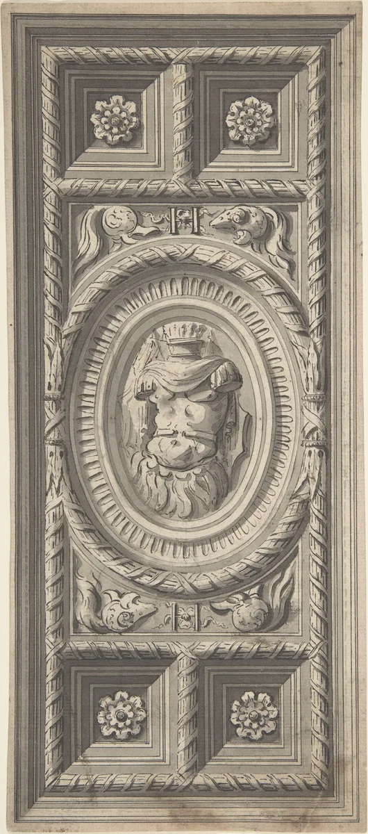 Study of the Henri II Staircase Ceiling at the Louvre Palace by anonymous, drawing, 1770-1800