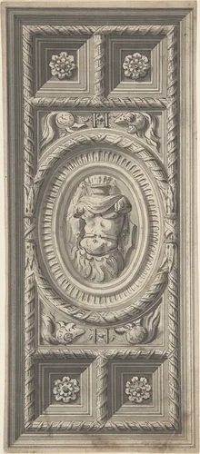 Study of the Henri II Staircase Ceiling at the Louvre Palace by anonymous, drawing, 1770-1800