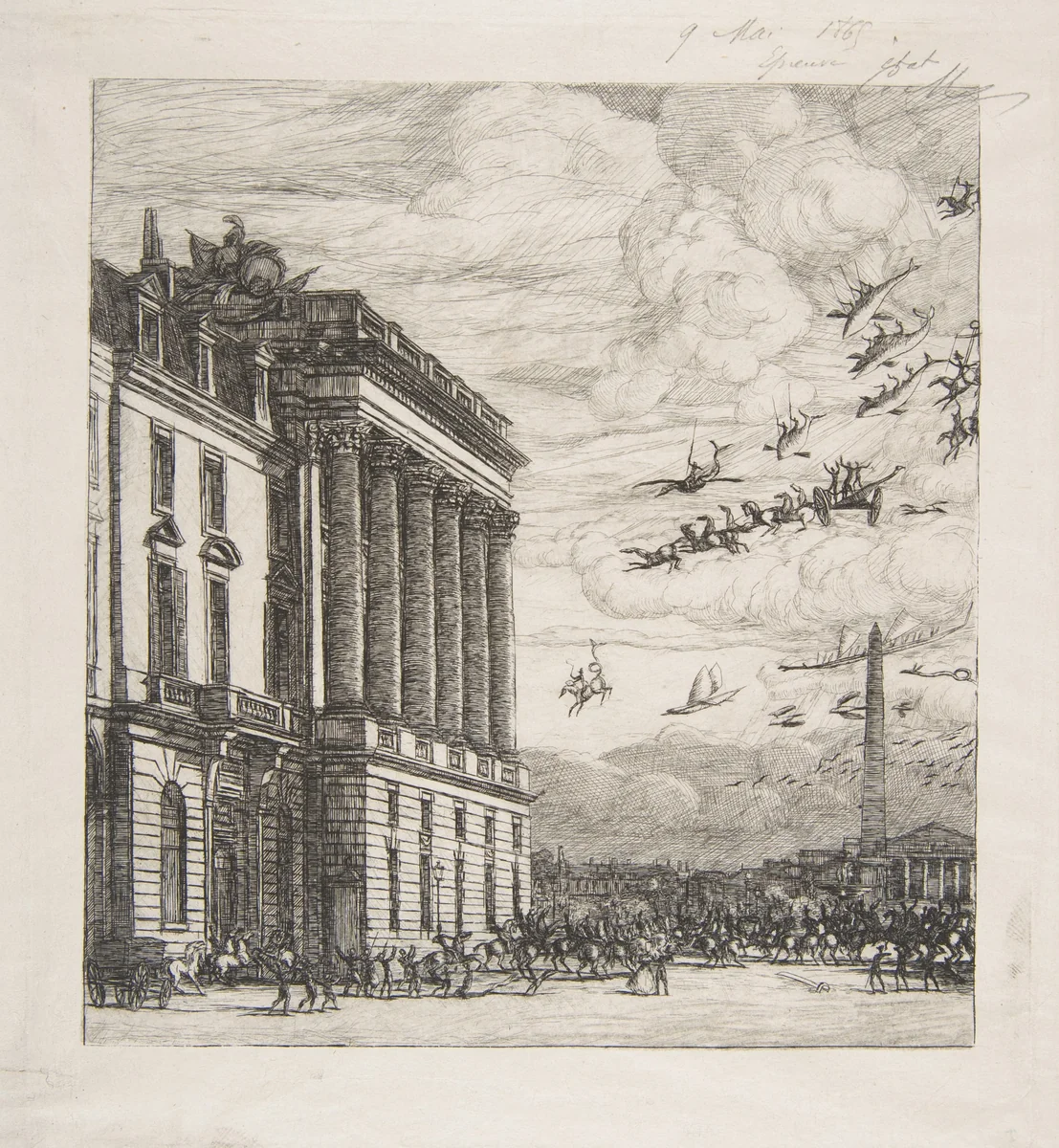 Le Ministère de la Marine (the Admiralty, Paris) by Charles Meryon, print, 1865