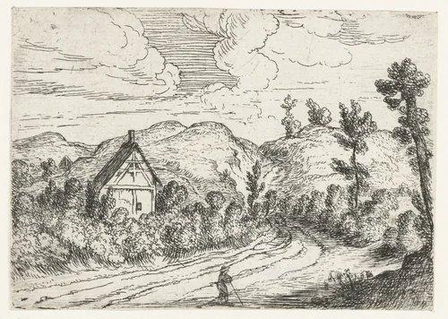Huis omgeven door struikgewas by Lodewijk de Vadder, print, 1615-1655
