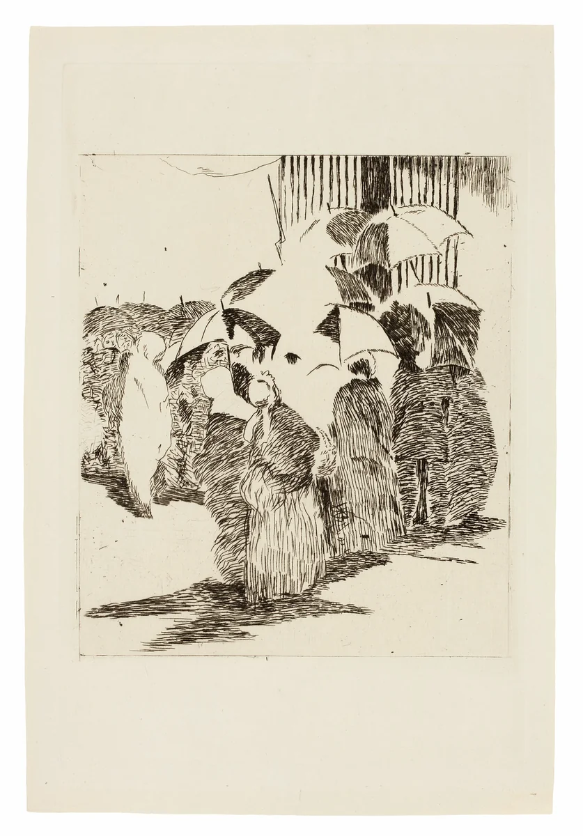 Line in Front of the Butcher Shop by Édouard Manet, print, 1870-1871