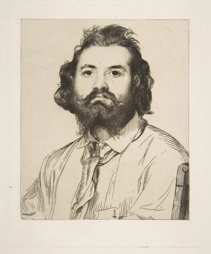 Portrait of Zacharie Astruc by Félix Bracquemond, print, 1860-1870