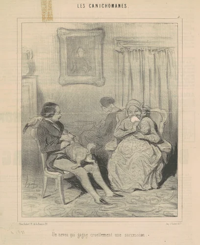 Un neveu qu gagne cruellement une succession by Honoré Daumier, print, 1845