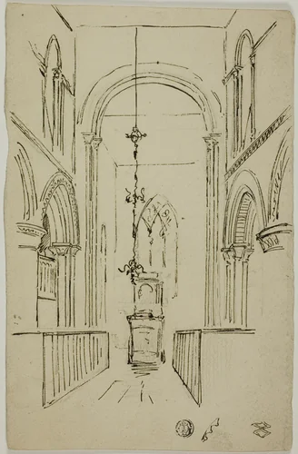 Interior of a Cathedral by Unknown Artist, drawing, 1800-1899