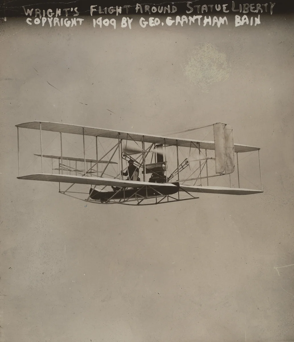 Wright's Flight around Statue of Liberty by George Grantham Bain, photograph, 1909