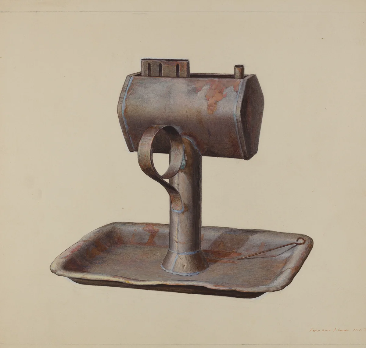 Whale Oil Lamp by Edward L. Loper, index of american design, 1939