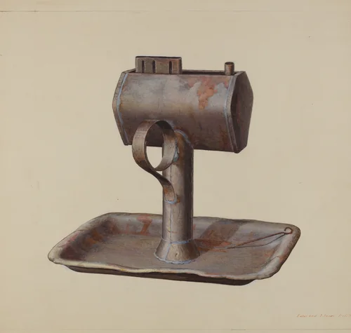 Whale Oil Lamp by Edward L. Loper, index of american design, 1939
