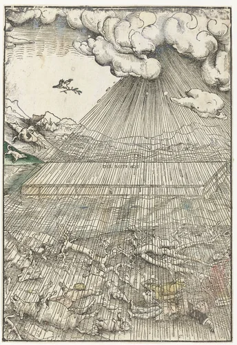 Zondvloed en ark van Noach by Lucas Cranach, print, 1523-1526