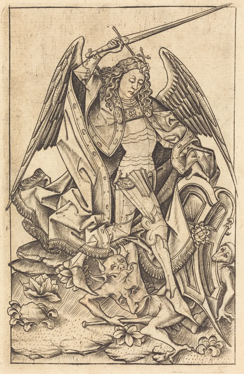 Saint Michael by Israhel van Meckenem, print, 1470-1480