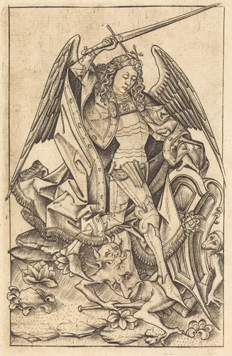 Saint Michael by Israhel van Meckenem, print, 1470-1480