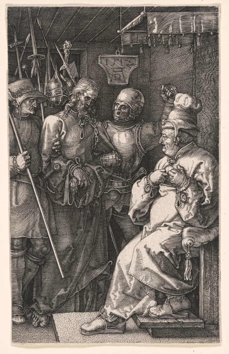 Christ before Caiaphas, from The Engraved Passion by Albrecht Dürer, print, 1512