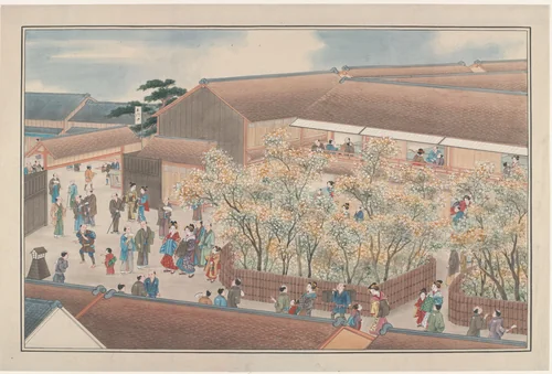 Hoerstraat op Miako in de maand Mei by anonymous, drawing, 1800-1900