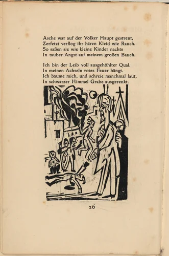 Die Stadt der Qual (The City of Agony) (in-text plate) from mock-up of Georg Heym: Umbra Vitae (Georg Heym: Shadow of Life) by Ernst Ludwig Kirchner, volume, 1912-1922