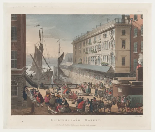 Billingsgate Market by Thomas Rowlandson, print, 1808