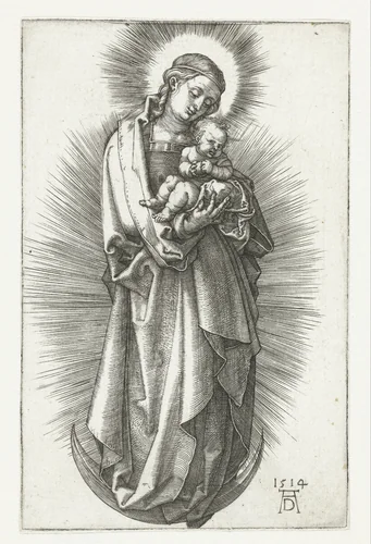 Maria met kind op de maansikkel by Unknown, print, 1514