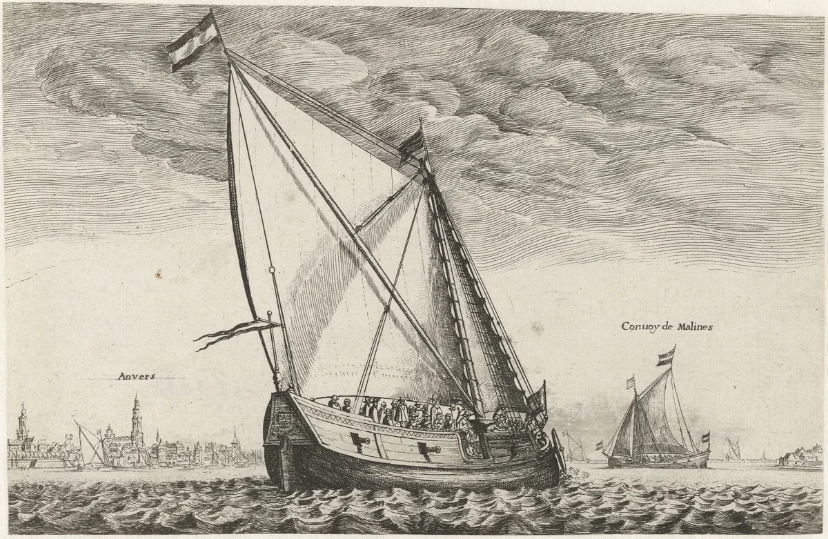 Gezicht op de Schelde bij Antwerpen by anonymous, print, 1647-1727
