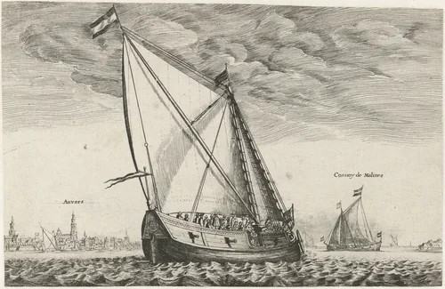 Gezicht op de Schelde bij Antwerpen by anonymous, print, 1647-1727