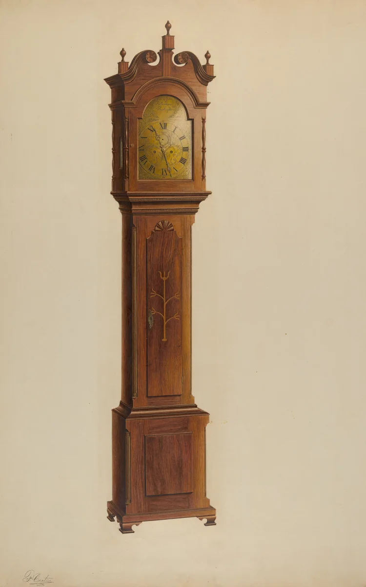 Tall Clock by Ferdinand Cartier, index of american design, 1938