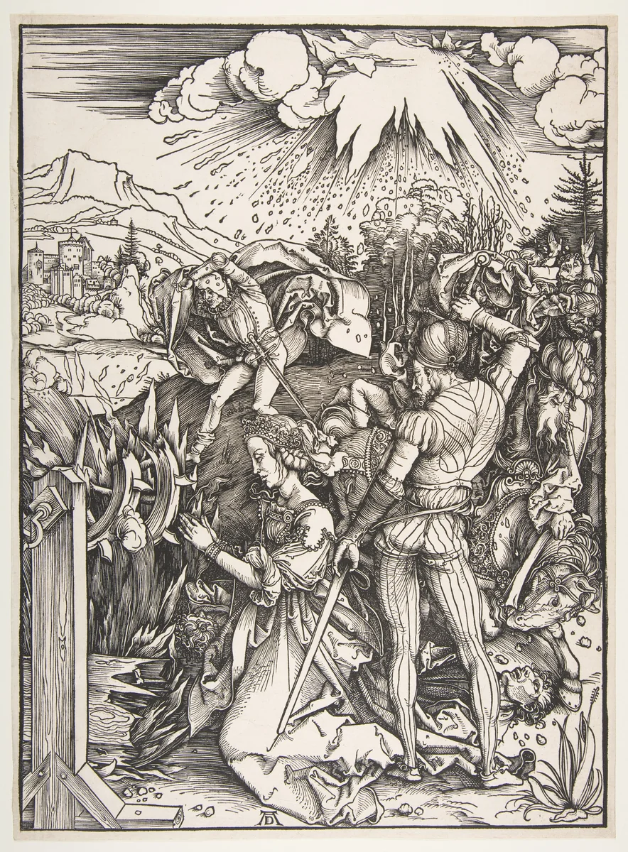The Martyrdom of Saint Catherine of Alexandria by Albrecht Dürer, print, 1485-1528