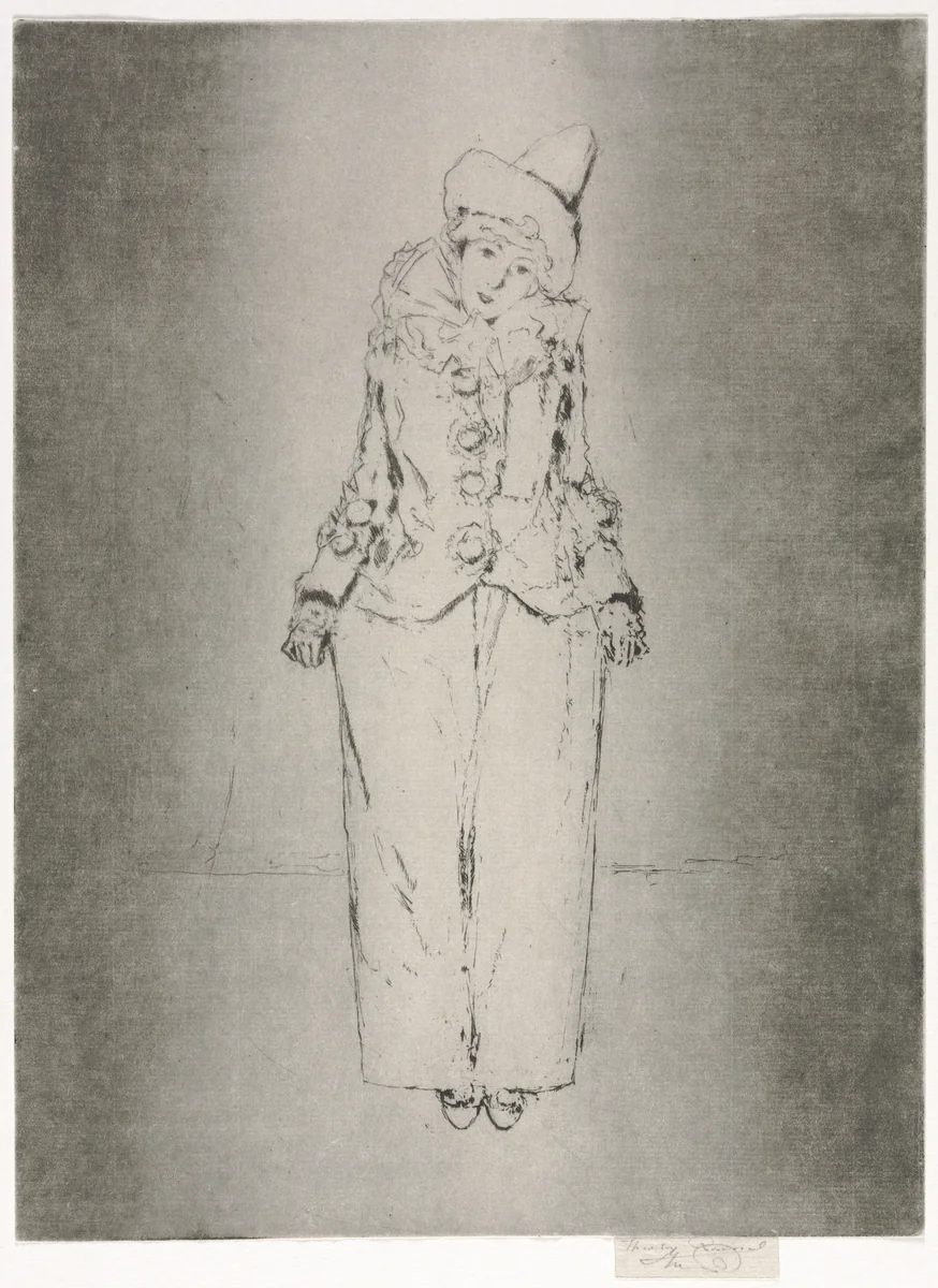 Pierrot en Pied, Portrait of Lady A. C. by Theodore Roussel, print, 1888