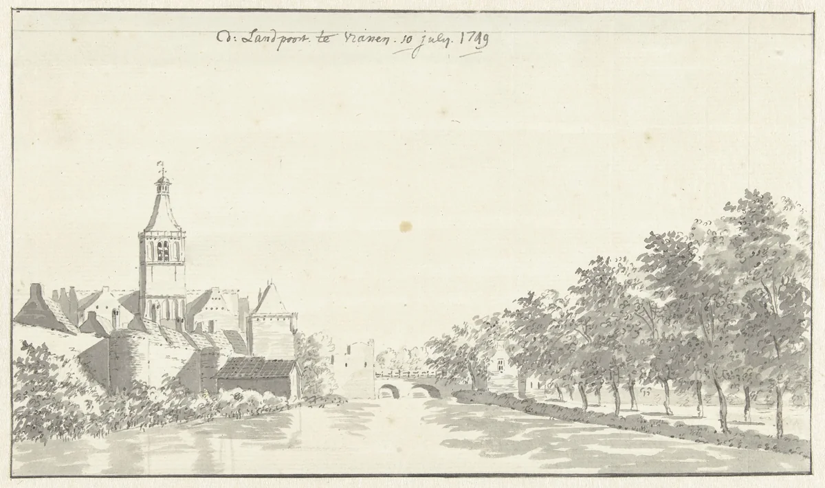 De Landpoort te Vianen by Jan de Beijer, drawing, 1749