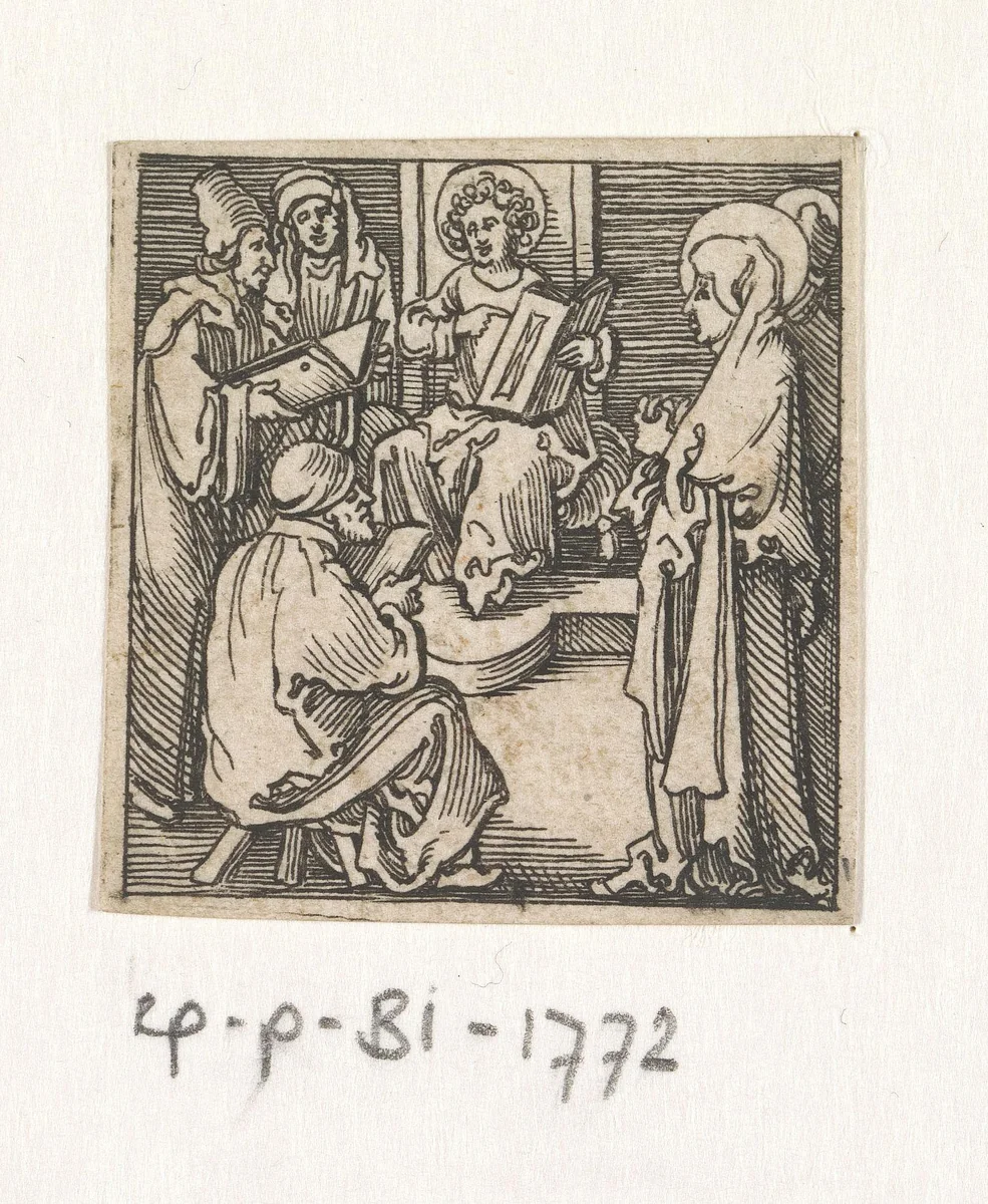 Twaalfjarige Christus in de tempel by Michiel le Blon, print, 1597-1656