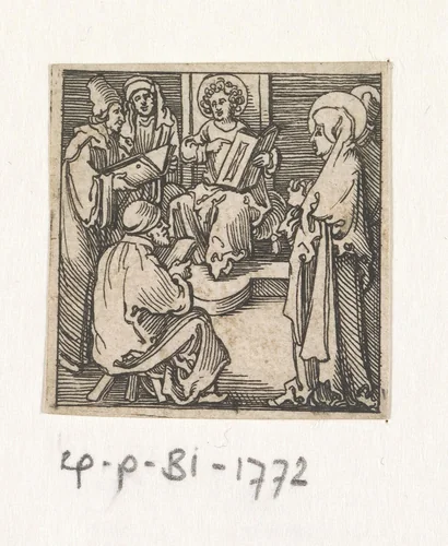 Twaalfjarige Christus in de tempel by Michiel le Blon, print, 1597-1656