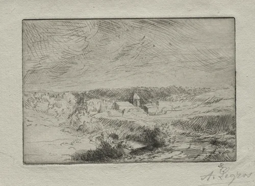 Village of Wimille, near Boulogne by Alphonse Legros, print, 1857-1911