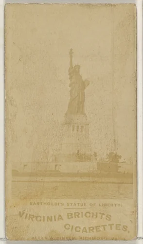 Bartholdi's Statue of Liberty, from the Views series (N53, variation 1) for Virginia Brights Cigarettes by Allen & Ginter, drawing, 1886-1895