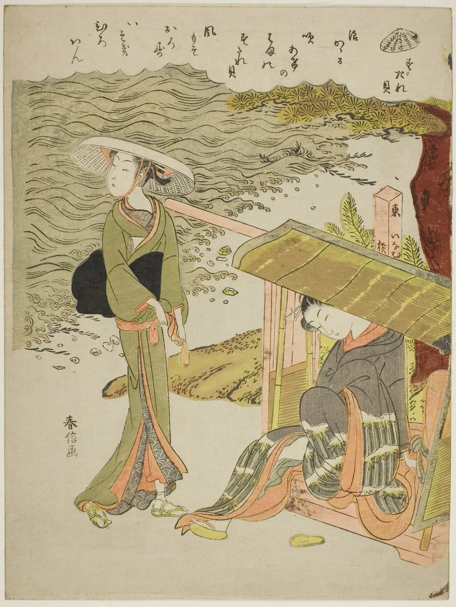 The Bamboo-Blind Shell (Sudaregai), from an untitled series of shells by Suzuki Harunobu (鈴木春信), print, 1764-1770