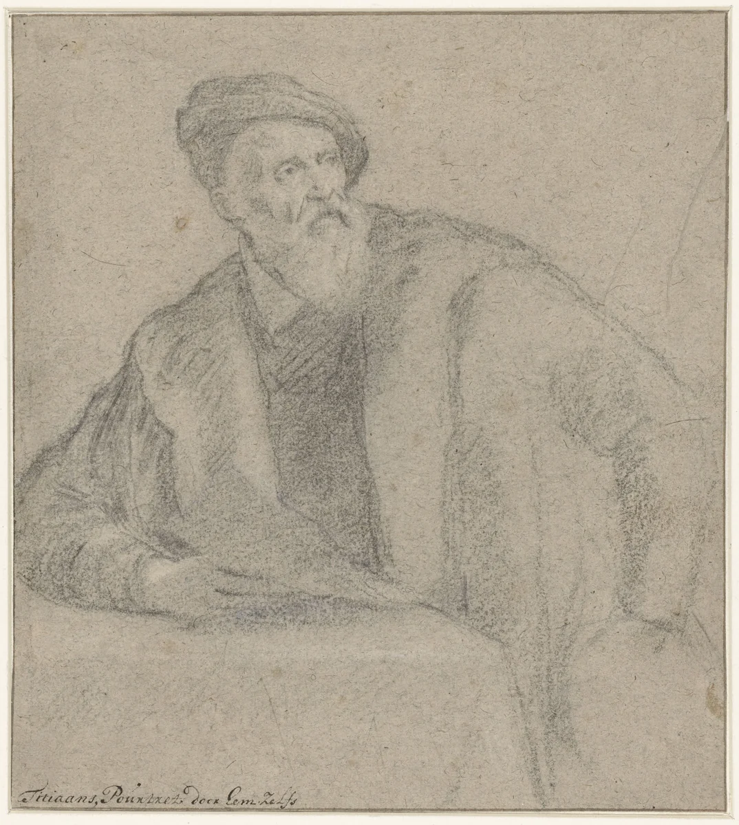 Portret van Titiaan by anonymous, drawing, 1510-1620