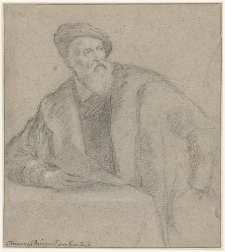 Portret van Titiaan by anonymous, drawing, 1510-1620