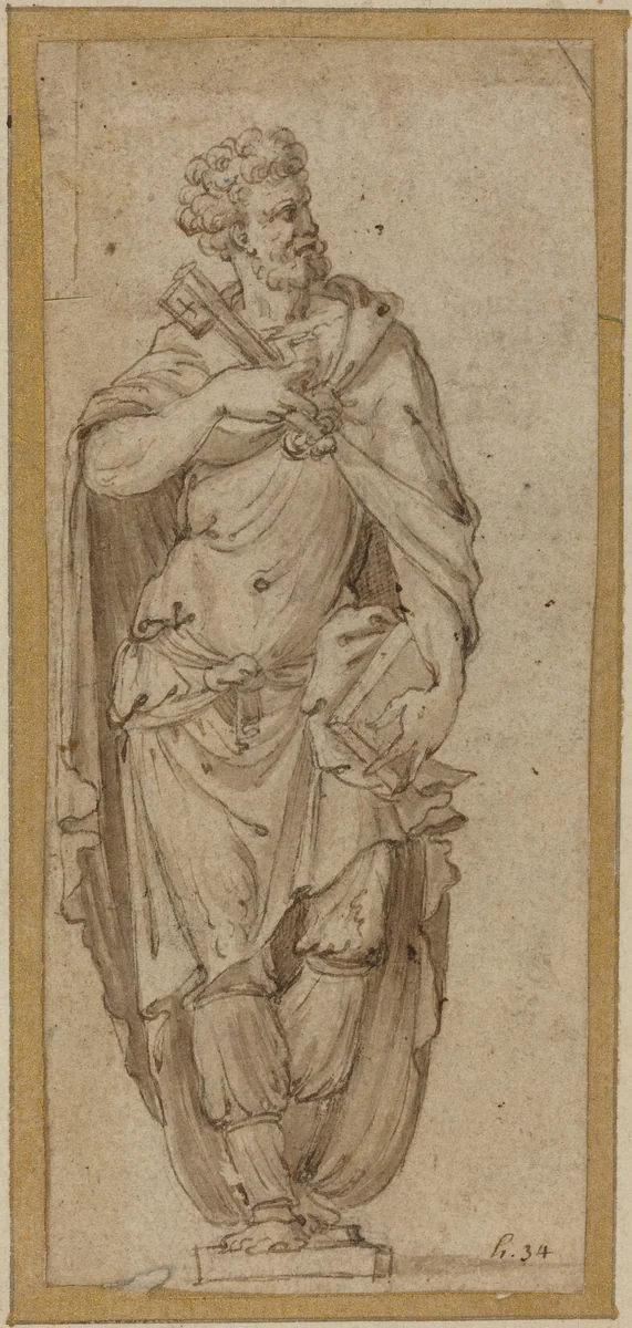 Saint Peter by Francesco Salviati, drawing, 1510-1563