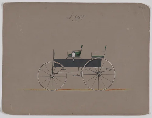 Design for 4 seat Phaeton, no top, no. 3767 by Brewster & Co., drawing, 1882