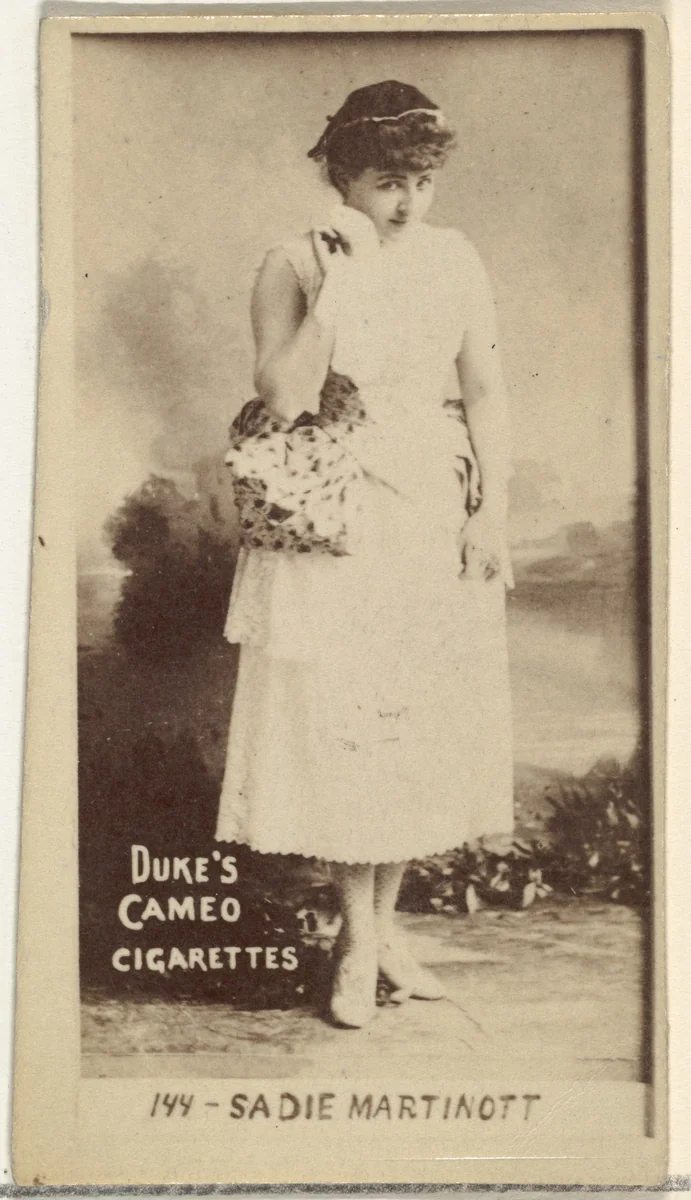 Card Number 144, Sadie Martinot, from the Actors and Actresses series (N145-4) issued by Duke Sons & Co. to promote Cameo Cigarettes by W. Duke, Sons & Co., photograph, 1880-1889