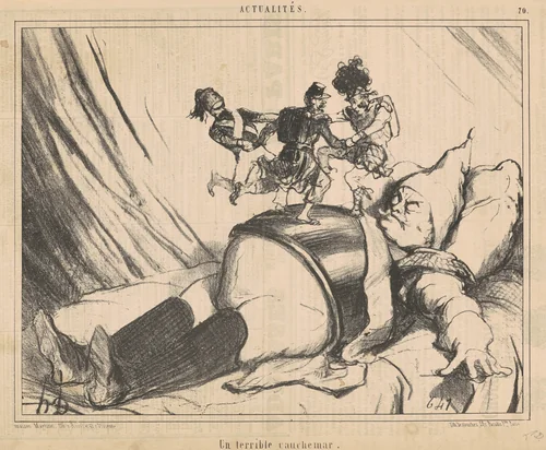 Un terrible cauchemar by Honoré Daumier, print, 1854