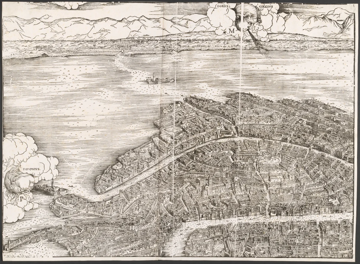 View of Venice [upper left block] by Jacopo de' Barbari, print, 1500