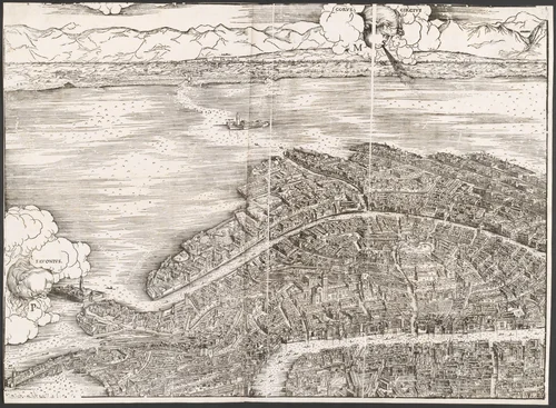 View of Venice [upper left block] by Jacopo de' Barbari, print, 1500