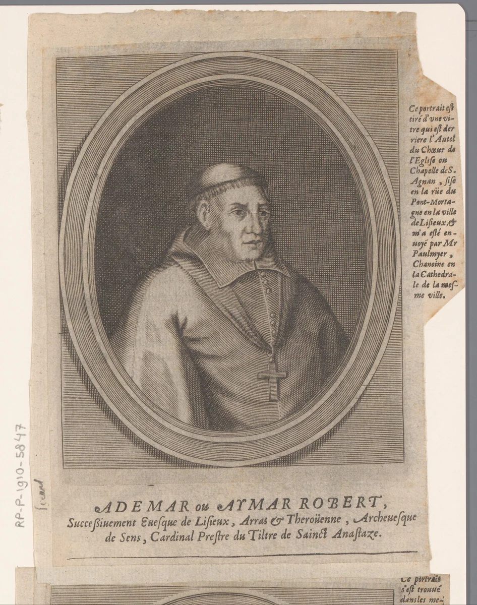 Portret van Adhémar Robert by Etienne Picart, print, 1660