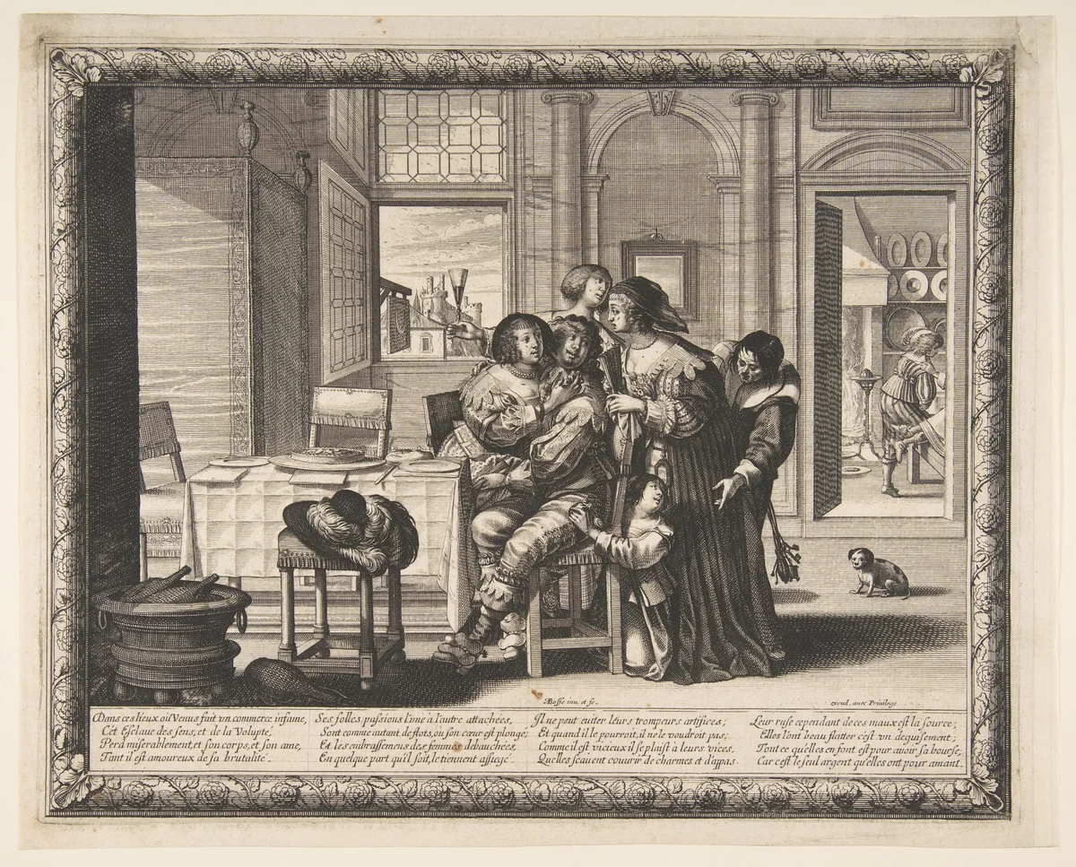 The Prodigal Son in a House of Ill Repute by Abraham Bosse, print, 1631-1641