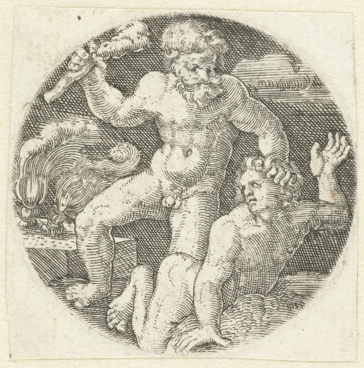 Kain doodt Abel by Jacob Binck, print, 1510-1569