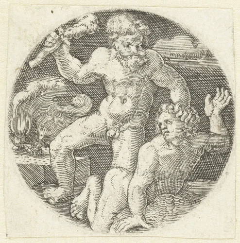Kain doodt Abel by Jacob Binck, print, 1510-1569
