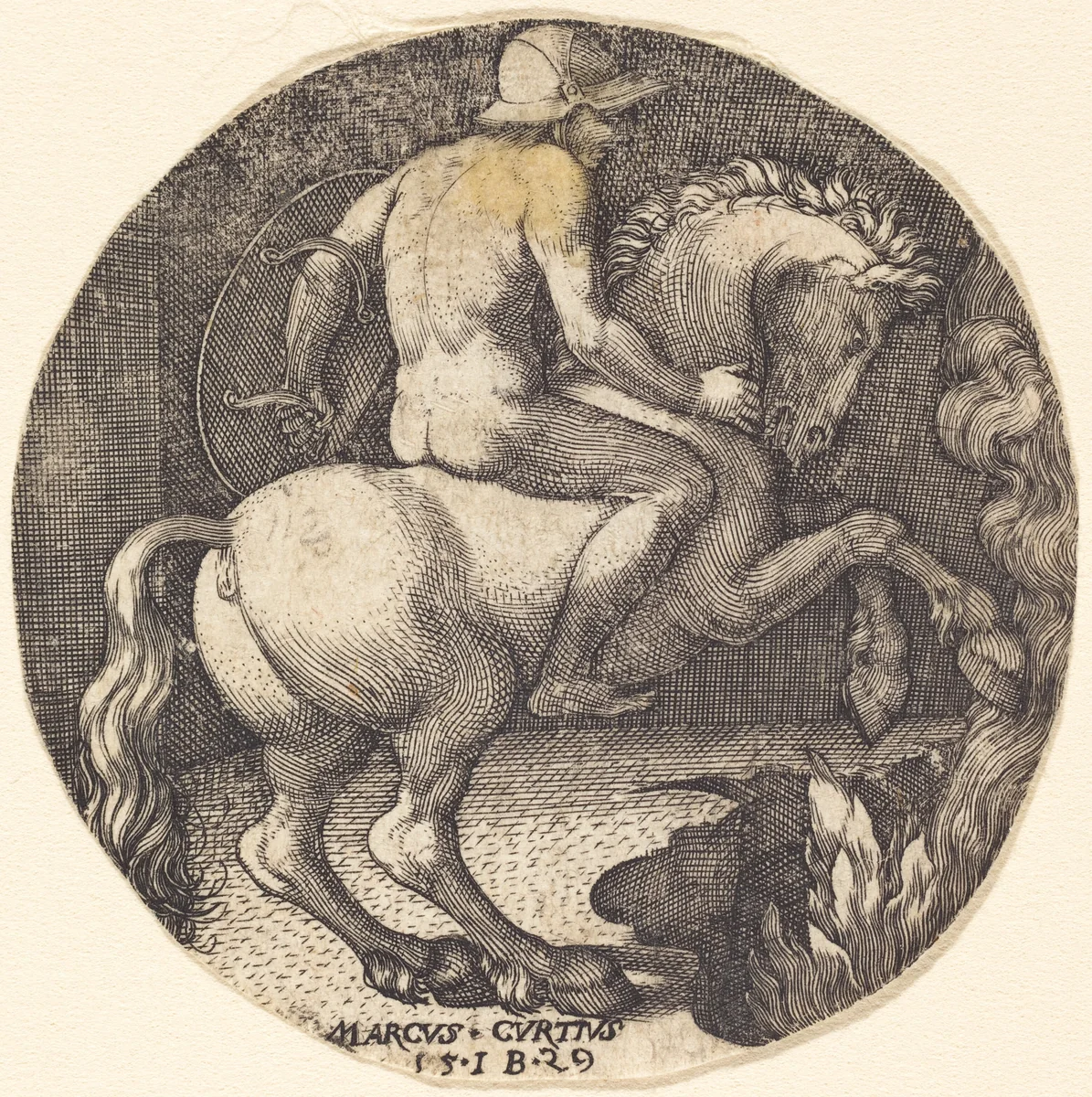 Marcus Curtius by Master IB, print, 1529